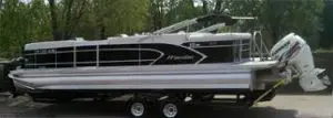 Pontoon boat on trailer