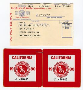 Certificate of Number California